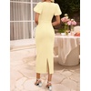 image:imageZESICA Womens Summer Short Sleeve Bodycon Midi Dress 2026 Spring Elegant Formal Wedding Guest Cocktail Party DressesLightyellow