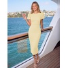 image:imageZESICA Womens Summer Short Sleeve Bodycon Midi Dress 2026 Spring Elegant Formal Wedding Guest Cocktail Party DressesLightyellow