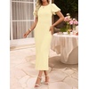 image:imageZESICA Womens Summer Short Sleeve Bodycon Midi Dress 2026 Spring Elegant Formal Wedding Guest Cocktail Party DressesLightyellow