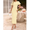 image:imageZESICA Womens Summer Short Sleeve Bodycon Midi Dress 2026 Spring Elegant Formal Wedding Guest Cocktail Party DressesLightyellow