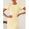 image:imageZESICA Womens Summer Short Sleeve Bodycon Midi Dress 2026 Spring Elegant Formal Wedding Guest Cocktail Party DressesLightyellow