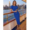 image:imageZESICA Womens Summer Short Sleeve Bodycon Midi Dress 2026 Spring Elegant Formal Wedding Guest Cocktail Party DressesRoyalblue