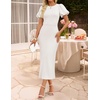 image:imageZESICA Womens Summer Short Sleeve Bodycon Midi Dress 2026 Spring Elegant Formal Wedding Guest Cocktail Party DressesWhite