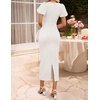 image:imageZESICA Womens Summer Short Sleeve Bodycon Midi Dress 2026 Spring Elegant Formal Wedding Guest Cocktail Party DressesWhite