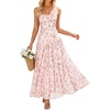 image:imageZESICA Womens Summer Floral Sleeveless Maxi Dress 2026 Boho Mesh Spaghetti Strap Flowy Beach Wedding Guest Long DressesApricot