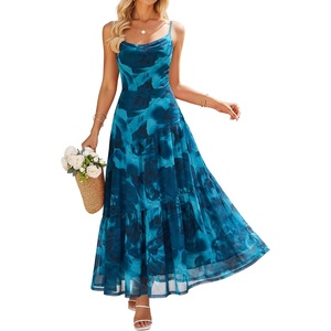 image:imageZESICA Womens Summer Floral Sleeveless Maxi Dress 2026 Boho Mesh Spaghetti Strap Flowy Beach Wedding Guest Long DressesLake