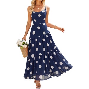 image:imageZESICA Womens Summer Floral Sleeveless Maxi Dress 2026 Boho Mesh Spaghetti Strap Flowy Beach Wedding Guest Long DressesNavy