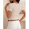 image:imageZESICA Womens Summer 2026 Short Sleeve Trendy Lace V Neck Tops Fitted Cute Shirts Dressy Casual Blouses Y2k Going Out OutfitsApricot