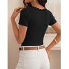 image:imageZESICA Womens Summer 2026 Short Sleeve Trendy Lace V Neck Tops Fitted Cute Shirts Dressy Casual Blouses Y2k Going Out OutfitsBlack