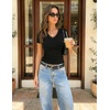 image:imageZESICA Womens Summer 2026 Short Sleeve Trendy Lace V Neck Tops Fitted Cute Shirts Dressy Casual Blouses Y2k Going Out OutfitsBlack
