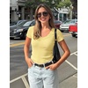 image:imageZESICA Womens Summer 2026 Short Sleeve Trendy Lace V Neck Tops Fitted Cute Shirts Dressy Casual Blouses Y2k Going Out OutfitsButter Yellow