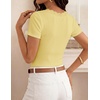 image:imageZESICA Womens Summer 2026 Short Sleeve Trendy Lace V Neck Tops Fitted Cute Shirts Dressy Casual Blouses Y2k Going Out OutfitsButter Yellow