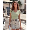 image:imageZESICA Womens Summer 2026 Short Sleeve Trendy Lace V Neck Tops Fitted Cute Shirts Dressy Casual Blouses Y2k Going Out OutfitsSage