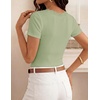 image:imageZESICA Womens Summer 2026 Short Sleeve Trendy Lace V Neck Tops Fitted Cute Shirts Dressy Casual Blouses Y2k Going Out OutfitsSage
