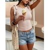 image:imageZESICA Womens Cute Summer Going Out Tank Tops 2026 Y2K Trendy Tie Shoulder Boat Neck Ruch Fitted ShirtsApricot