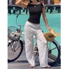 image:imageZESICA Womens Cute Summer Going Out Tank Tops 2026 Y2K Trendy Tie Shoulder Boat Neck Ruch Fitted ShirtsBlack Dot