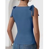 image:imageZESICA Womens Cute Summer Going Out Tank Tops 2026 Y2K Trendy Tie Shoulder Boat Neck Ruch Fitted ShirtsDusty Blue