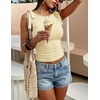 image:imageZESICA Womens Cute Summer Going Out Tank Tops 2026 Y2K Trendy Tie Shoulder Boat Neck Ruch Fitted ShirtsLight Yellow