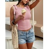image:imageZESICA Womens Cute Summer Going Out Tank Tops 2026 Y2K Trendy Tie Shoulder Boat Neck Ruch Fitted ShirtsPink