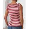 image:imageZESICA Womens Cute Summer Going Out Tank Tops 2026 Y2K Trendy Tie Shoulder Boat Neck Ruch Fitted ShirtsRed
