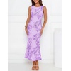 image:imageZESICA Womens 2026 Summer Floral Wedding Guest Midi Dress Sleeveless Mesh Slit Bodycon Formal Cocktail Party DressesPurple