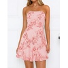 image:imageZESICA Womens 2026 Summer Strapless Floral Mini Dress  3D Embroidered Mesh ALine Tube Top Off Shoulder Short Dresses for Wedding Guest Cocktail Formal Party Beach VacationPink