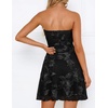 image:imageZESICA Womens 2026 Summer Strapless Floral Mini Dress  3D Embroidered Mesh ALine Tube Top Off Shoulder Short Dresses for Wedding Guest Cocktail Formal Party Beach VacationDim