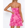 image:imageZESICA Womens 2026 Summer Strapless Floral Mini Dress  3D Embroidered Mesh ALine Tube Top Off Shoulder Short Dresses for Wedding Guest Cocktail Formal Party Beach VacationRose