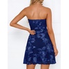 image:imageZESICA Womens 2026 Summer Strapless Floral Mini Dress  3D Embroidered Mesh ALine Tube Top Off Shoulder Short Dresses for Wedding Guest Cocktail Formal Party Beach VacationNavy