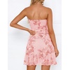 image:imageZESICA Womens 2026 Summer Strapless Floral Mini Dress  3D Embroidered Mesh ALine Tube Top Off Shoulder Short Dresses for Wedding Guest Cocktail Formal Party Beach VacationPink