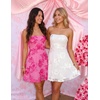 image:imageZESICA Womens 2026 Summer Strapless Floral Mini Dress  3D Embroidered Mesh ALine Tube Top Off Shoulder Short Dresses for Wedding Guest Cocktail Formal Party Beach VacationRose