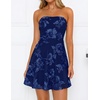 image:imageZESICA Womens 2026 Summer Strapless Floral Mini Dress  3D Embroidered Mesh ALine Tube Top Off Shoulder Short Dresses for Wedding Guest Cocktail Formal Party Beach VacationNavy