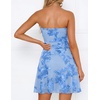 image:imageZESICA Womens 2026 Summer Strapless Floral Mini Dress  3D Embroidered Mesh ALine Tube Top Off Shoulder Short Dresses for Wedding Guest Cocktail Formal Party Beach VacationBlue