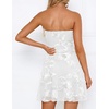 image:imageZESICA Womens 2026 Summer Strapless Floral Mini Dress  3D Embroidered Mesh ALine Tube Top Off Shoulder Short Dresses for Wedding Guest Cocktail Formal Party Beach VacationWhite
