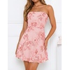 image:imageZESICA Womens 2026 Summer Strapless Floral Mini Dress  3D Embroidered Mesh ALine Tube Top Off Shoulder Short Dresses for Wedding Guest Cocktail Formal Party Beach VacationPink