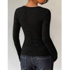 image:imageZESICA Womens Lace Mesh Sheer See Through Long Sleeve Top  Fitted Crew Neck Y2K Going Out Tops Cute Sexy Floral Tee Shirts 2026 Fall Club Party Concert Date Night Vacation OutfitsBlack