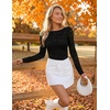 image:imageZESICA Womens Lace Mesh Sheer See Through Long Sleeve Top  Fitted Crew Neck Y2K Going Out Tops Cute Sexy Floral Tee Shirts 2026 Fall Club Party Concert Date Night Vacation OutfitsBlack