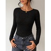 image:imageZESICA Womens Lace Mesh Sheer See Through Long Sleeve Top  Fitted Crew Neck Y2K Going Out Tops Cute Sexy Floral Tee Shirts 2026 Fall Club Party Concert Date Night Vacation OutfitsBlack