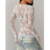 image:imageZESICA Womens Lace Mesh Sheer See Through Long Sleeve Top  Fitted Crew Neck Y2K Going Out Tops Cute Sexy Floral Tee Shirts 2026 Fall Club Party Concert Date Night Vacation OutfitsIvory
