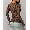 image:imageZESICA Womens Lace Mesh Sheer See Through Long Sleeve Top  Fitted Crew Neck Y2K Going Out Tops Cute Sexy Floral Tee Shirts 2026 Fall Club Party Concert Date Night Vacation OutfitsLaceblack