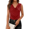 image:imageZESICA Womens Cowl Neck Business Casual Tank Tops 2026 Summer Sleeveless Knit Shirts Work Dressy BlousesRed