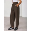 image:imageZESICA Womens Barrel Travel Pants with Pockets  2026 Trendy Baggy Hiking Golf Pant Tapered Leg Cropped Ankle Trousers Mid Rise Elastic Waist OutfitsBrown