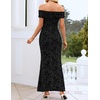 image:imageZESICA Womens Summer Off Shoulder Floral Bodycon Maxi Dress 2026 Ruched Elegant Formal Cocktail Wedding Guest Long DressesFloral Black