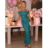 image:imageZESICA Womens Summer Off Shoulder Floral Bodycon Maxi Dress 2026 Ruched Elegant Formal Cocktail Wedding Guest Long DressesGeometric
