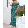 image:imageZESICA Womens Summer Off Shoulder Floral Bodycon Maxi Dress 2026 Ruched Elegant Formal Cocktail Wedding Guest Long DressesGeometric