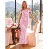 image:imageZESICA Womens Summer Off Shoulder Floral Bodycon Maxi Dress 2026 Ruched Elegant Formal Cocktail Wedding Guest Long DressesLight Pink