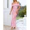 image:imageZESICA Womens Summer Off Shoulder Floral Bodycon Maxi Dress 2026 Ruched Elegant Formal Cocktail Wedding Guest Long DressesLight Pink