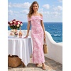 image:imageZESICA Womens Summer Off Shoulder Floral Bodycon Maxi Dress 2026 Ruched Elegant Formal Cocktail Wedding Guest Long DressesLight Pink