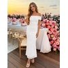image:imageZESICA Womens Summer Off Shoulder Floral Bodycon Maxi Dress 2026 Ruched Elegant Formal Cocktail Wedding Guest Long DressesWhite