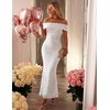 image:imageZESICA Womens Summer Off Shoulder Floral Bodycon Maxi Dress 2026 Ruched Elegant Formal Cocktail Wedding Guest Long DressesWhite